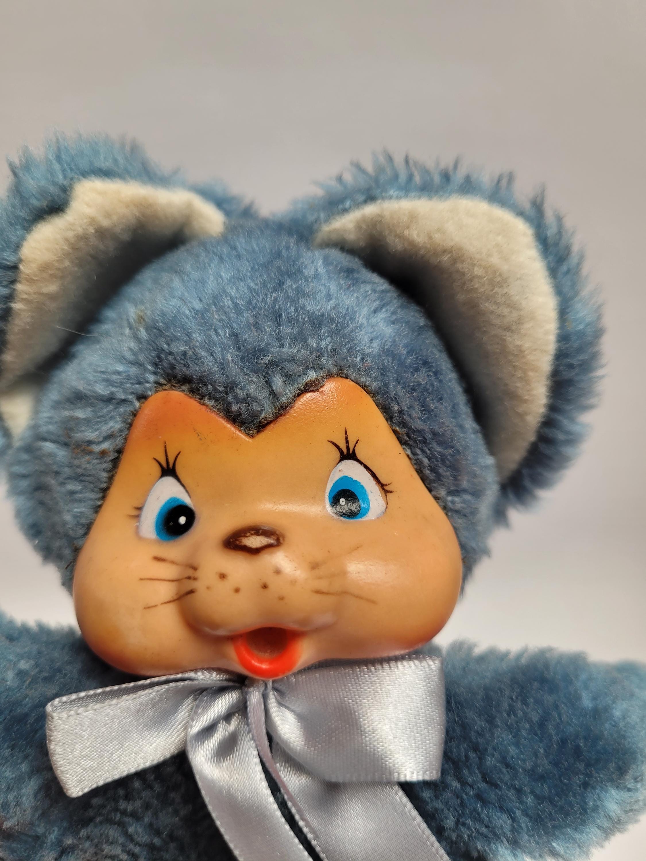 Monchhichi Blue Kitten Cat Nyamy Felina Washino Chicaboo Vintage