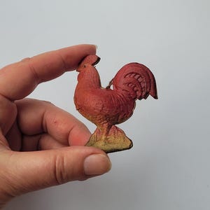Antique 3-Dimensional German Dresden Cardboard Christmas Ornament Rooster 2 1/4&quot;/6cm