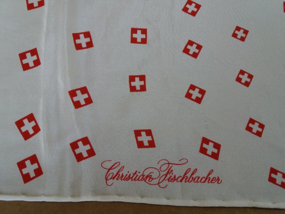 Red White Psychedelic Pattern Silk Scarf Christia… - image 4