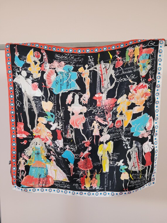 Y605-116　Christian Lacroix シルク 大判スカーフ CHRISTIAN LACROIX Multi Color Silk Scarf - Etsy