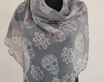 Alexander Mcqueen Skull Scarf,halloween Silk Shawl,black/purple