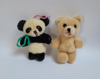 Vintage Pram Mohair Toys-Panda and Bear-Shanghai Dolls Factory Lot of 2