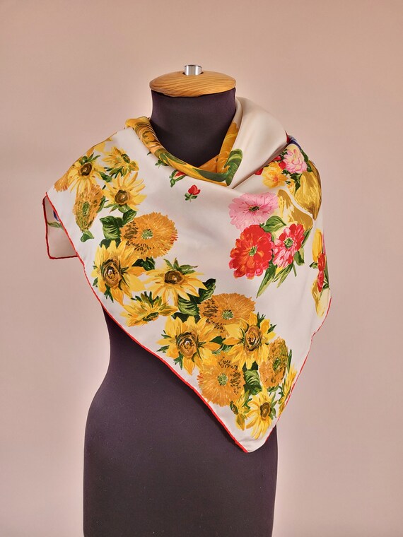 Vintage RENARD Floral Silk Scarf/Foulard,Tulip Pr… - image 3