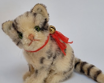 ヴィンテージ シュタイフ スージーキャット、1950年代製、首が動く子猫