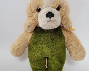 RESERVEDvintage,Steiff Kuschel dog,1980's plush dog,open