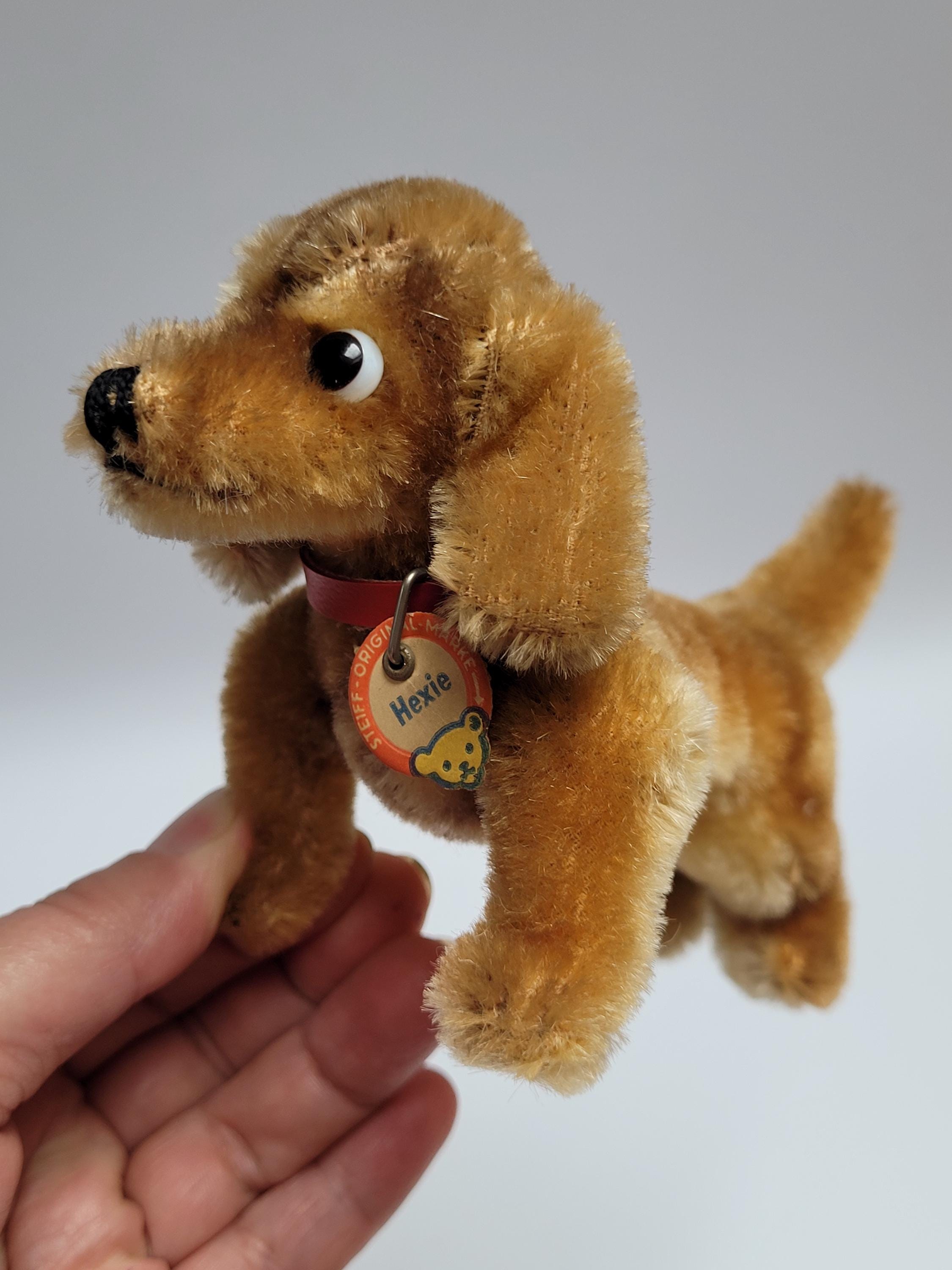 Steiff Hexie Dachshund Dog Standing Mohair Plush,tiny 6in,wood
