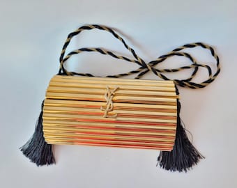 YVES SAINT LAURENT Iconic Gold Metallic Opium Bag 1970