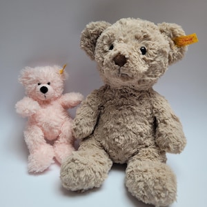Lot of 2 Steiff Teddy Bears - Lotte Pink Cuddly Soft Plush 113802 and Honey Light Brown Teddy 113420