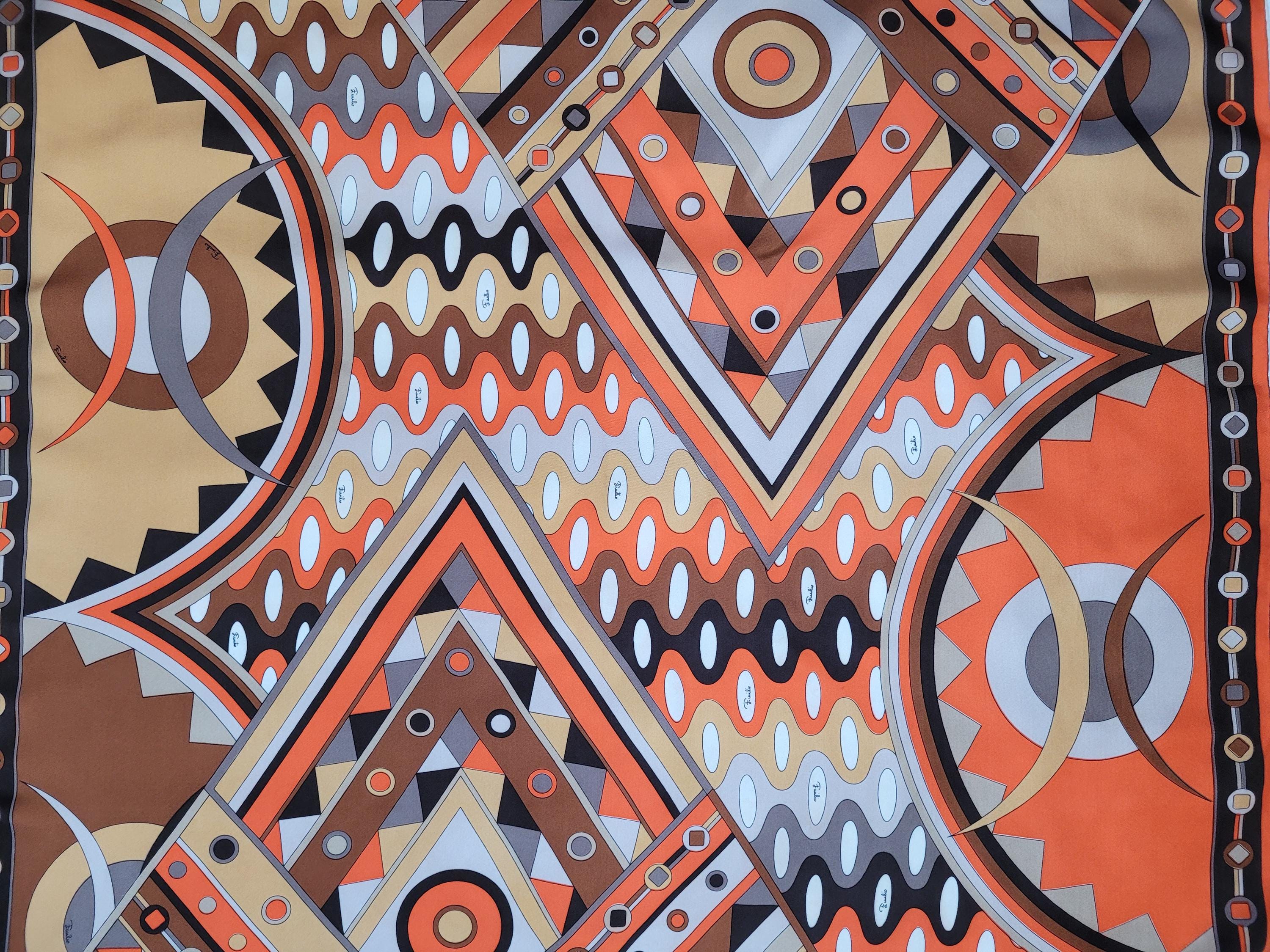 Vintage Emilio Pucci Abstract Silk Scarf/foulard 34in/86cm ,1970s