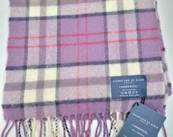 Vintage Johnstons of Elgin Lavender White Wool Tartan