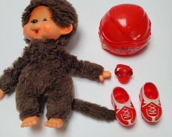 ヴィンテージモンチッチ人形：セキグチ 1974年、ヘルメット＆ローラー