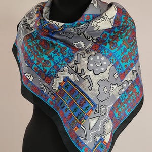 Patchwork Arabesque Design Silk Scarf New Vintage
