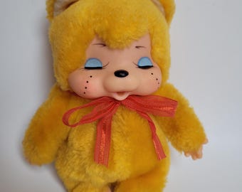 Monchhichi/monchichi Yellow Cat/kitten Doll Vintage 1979 Monchhichi/monchichi Yellow Cat/kitten Doll Vintage 1979