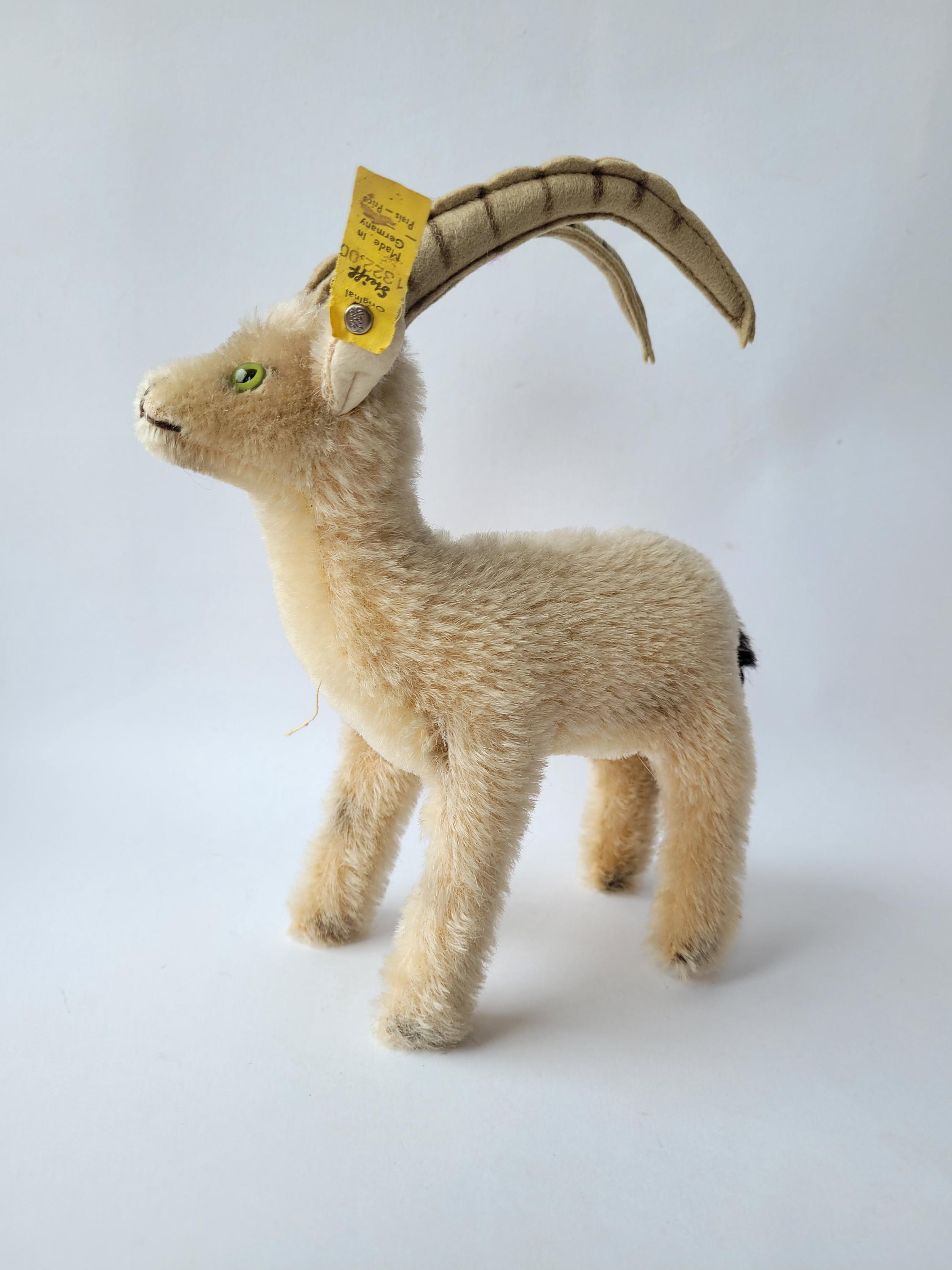 Steiff Rocky Capricorn Mountain Goat Mohair Stuffed Animal 1960s