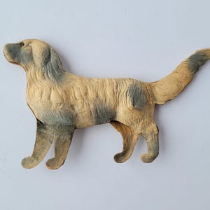 Vintage Christmas Ornament DRESDEN Embossed Cardboard Christmas Decor Dog Rare