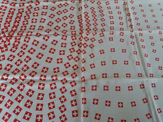 Red White Psychedelic Pattern Silk Scarf Christia… - image 5