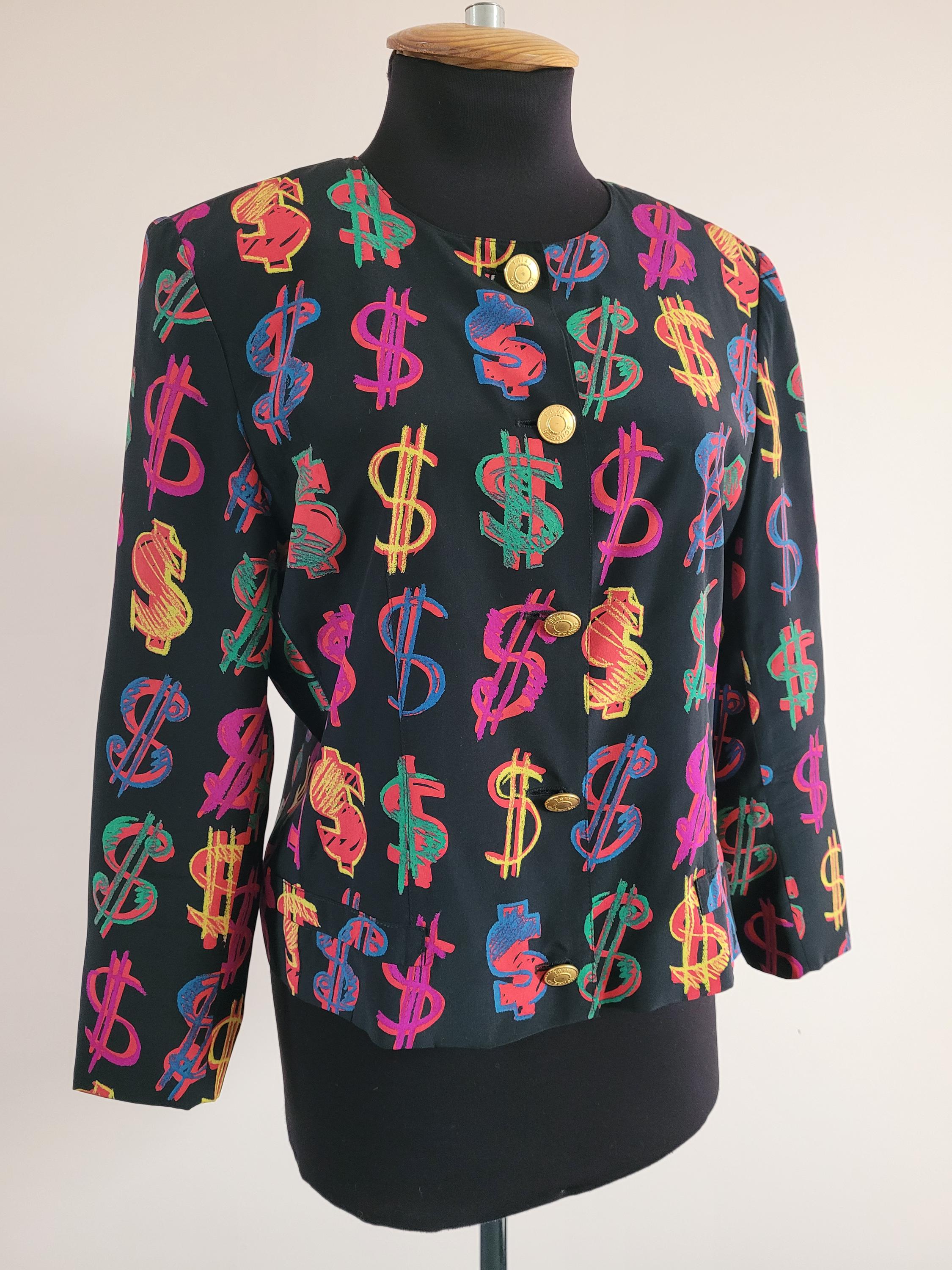 Vintage Trixi Schober Silk Blazer: Andy Warhol Dollar Print