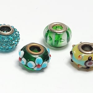 Vintage Murano Glass Bracelet Bead Charm Pendant - Lot of 4