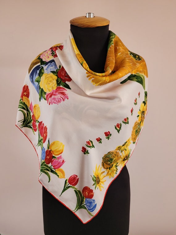 Vintage RENARD Floral Silk Scarf/Foulard,Tulip Pr… - image 6