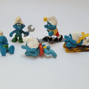 Smurfs Figures Smurfette Schleich Peyo Figurines 2&quot; Vintage 1970s 1980s Lot of 5