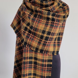 Vintage Rocco Barocco Scarf,Blanket Scarf,Tartan Check,Warm Autumn Scarf  29&quot; x 75&quot; Wool Travel Wrap