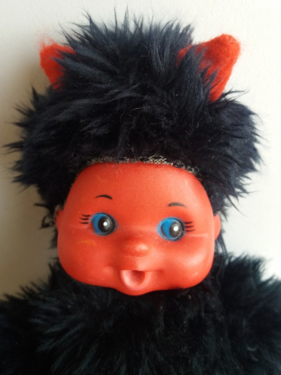 Monchichi DEVIL Ver Vintage Monchhichi's Plush Doll Stuffed Toy 