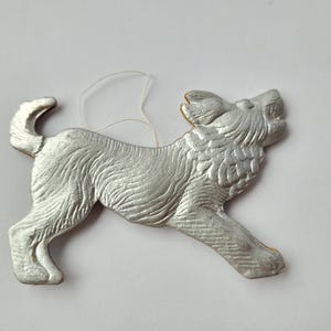 Vintage Antique Dresden Cardboard Christmas Ornament Wolf Dog