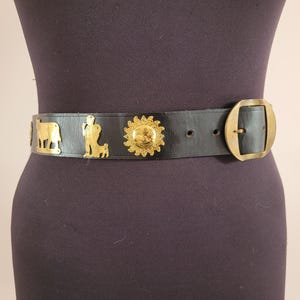 Vintage Swiss Folk Michel Jordi Women\'s Leather Belt Cow Print Golden Buckle Michel Jordi | Accessories | Vintage Swiss Folk Michel Jordi  main image 4