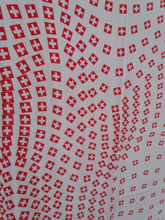 Red White Psychedelic Pattern Silk Scarf Christia… - image 6