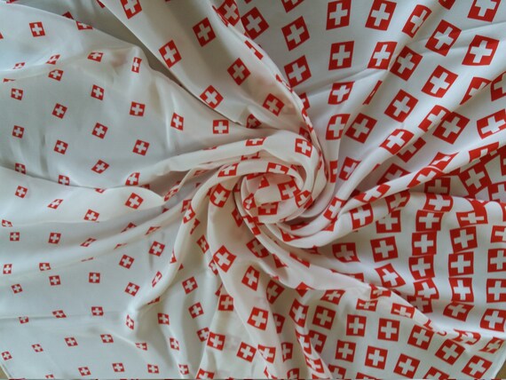 Red White Psychedelic Pattern Silk Scarf Christia… - image 9