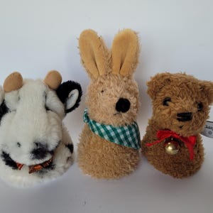 Die Spiegelburg Teddy Museum Collection Nightcap/Hide A Gift Bear,Bunny,Cow, Lot of 3 Vintage German Teddy Plush Toys