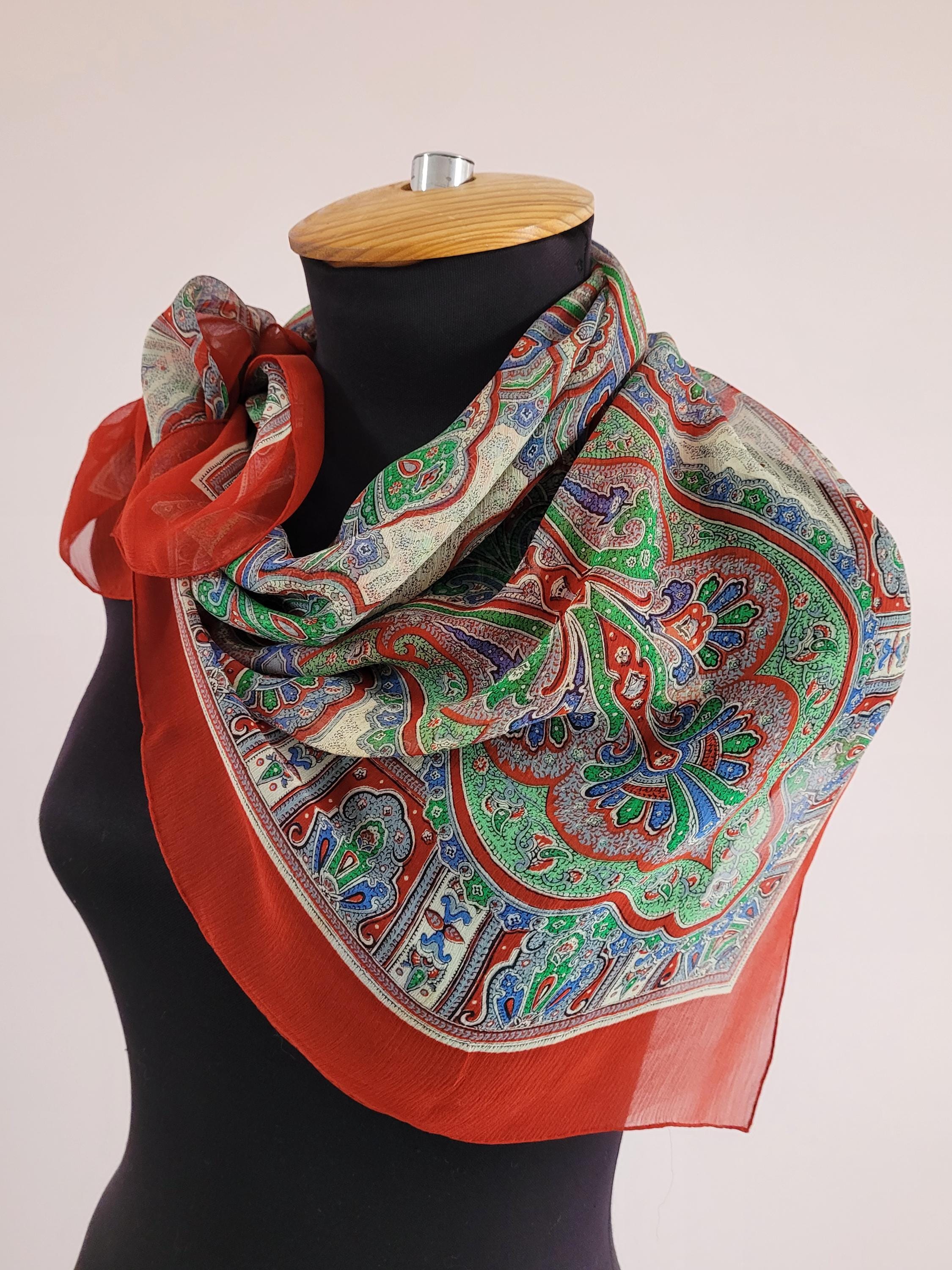 Foulard Carré Vintage Sur La Rochelle 74x76 Cm - 100% Polyester, Motif Multicolore écru