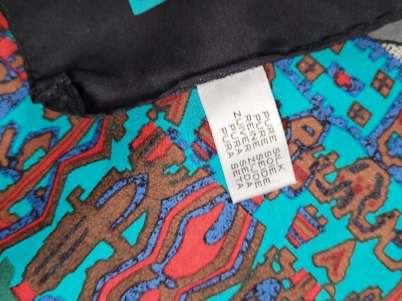 Multicolored Patchwork Arabesque Design Silk Scar… - image 4