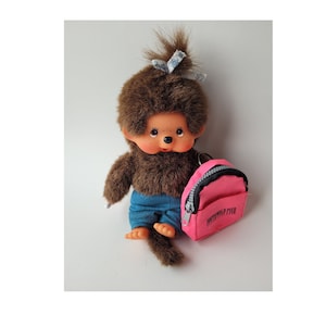 Vintage Monchhichi Monkey Girl Doll in Outfit 8 inch