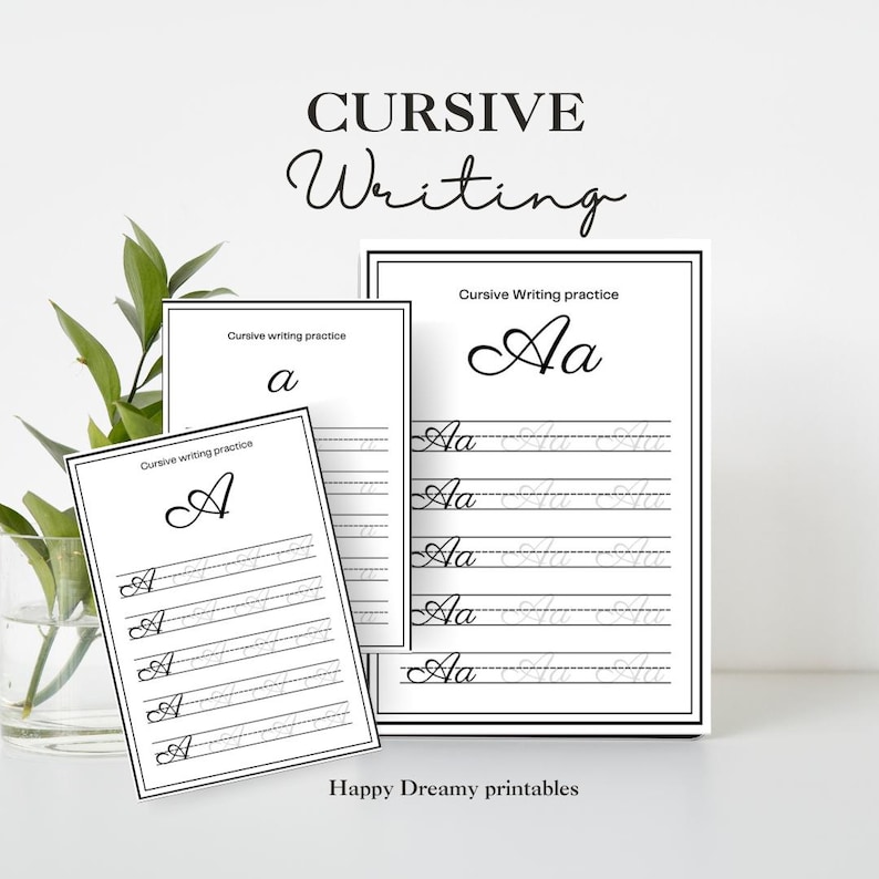 Cursive Writing Practice Sheets | A4 Handwriting Workbook (PDF Pattern ...