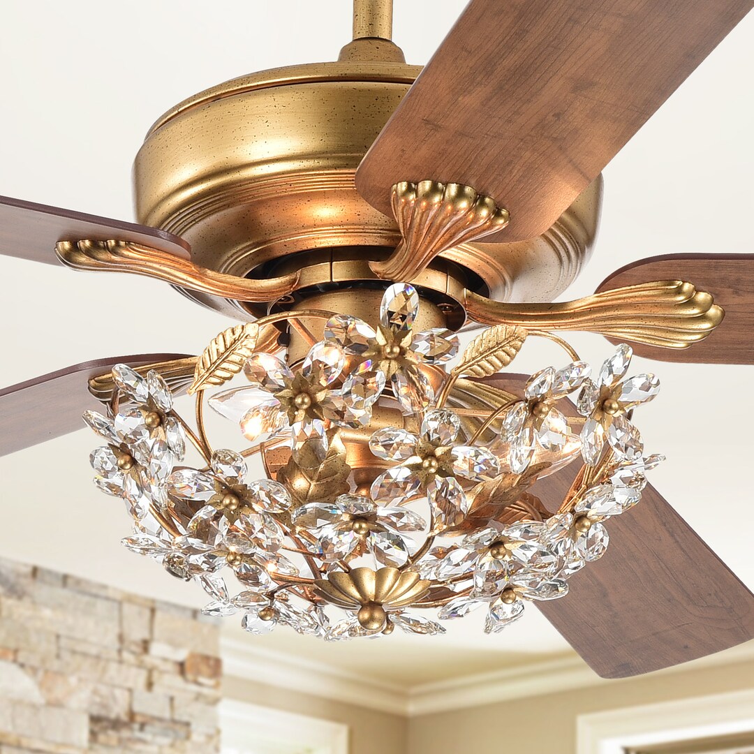 Nickoe Aged Gold 52 Inch 5 Blade Ceiling Fan Etsy