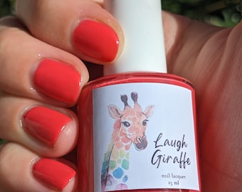 Blushing Giraffe - nail polish, bright, choral pink indie polish, 5 free polish, gift for women