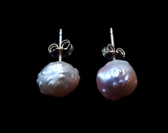 Pink Baroque Pearl Stud Earrings