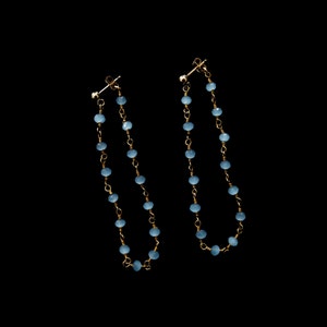 Faceted chalcedony rosary chain earrings with 14k gold filled studs