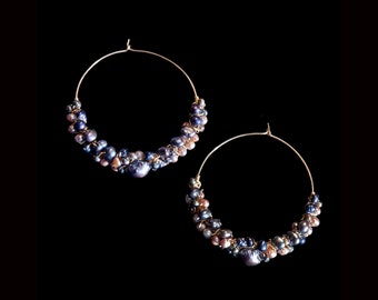 Freshwater Peacock Pearls on 14k Gold-Filled Hoops