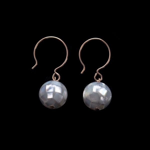 Mother of Pearl Disco Ball and 14k gold-filled wire hook