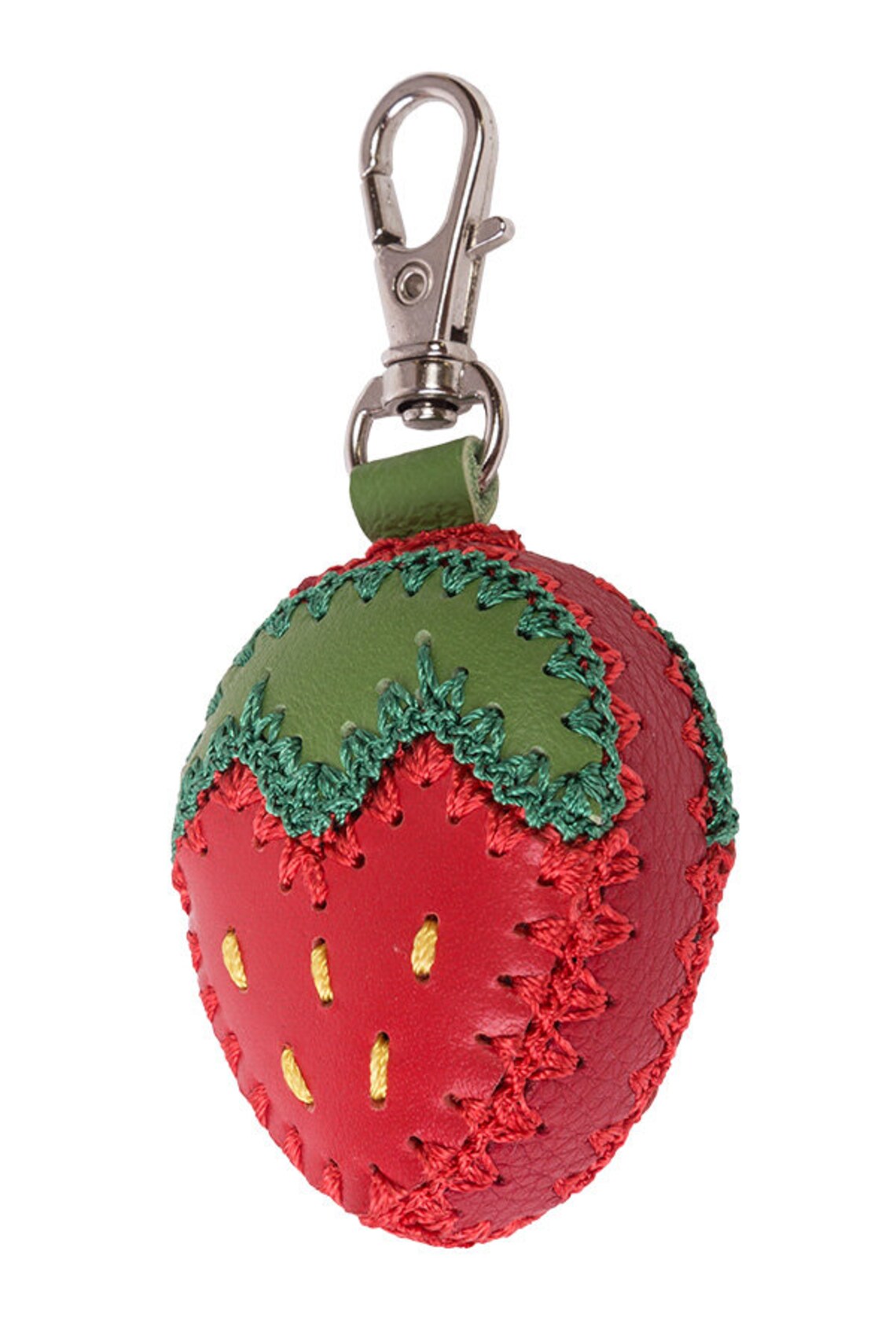 Pink strawberry keychain leather keyring summer fruit Etsy