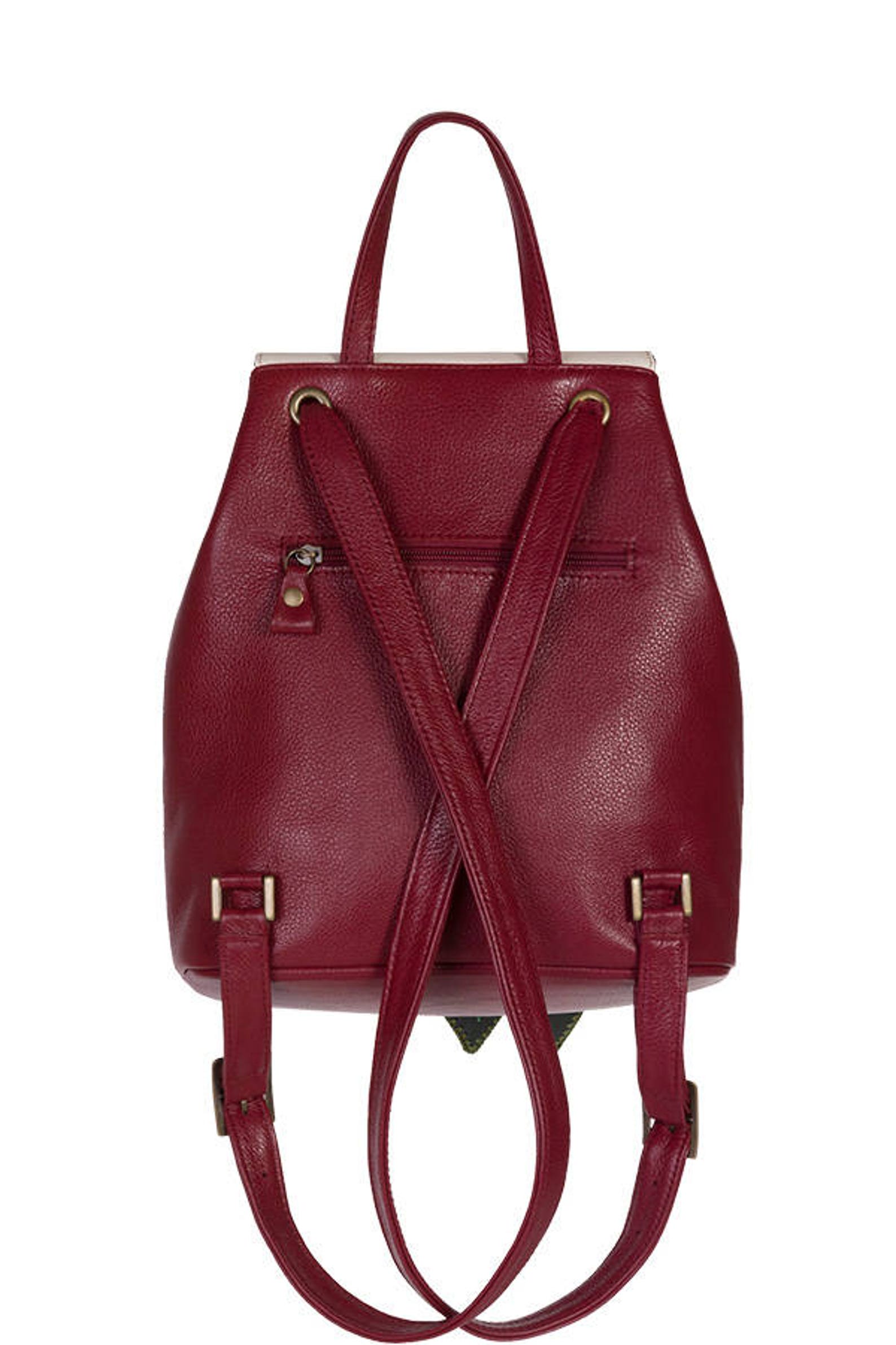 Leather red backpack red handbag convertible backpack cherry Etsy