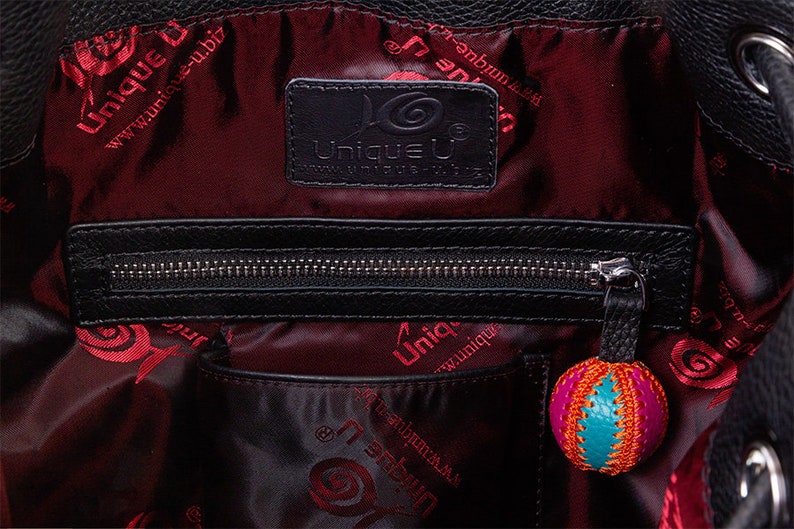 Black Leather Backpack With Cats Embroidery Colorful Cat Etsy