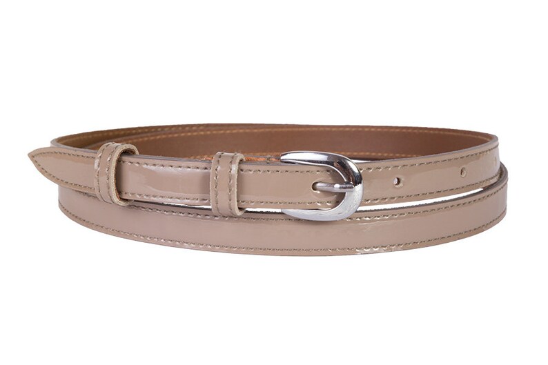 White natural leather thin belt classic women skinny belt Etsy