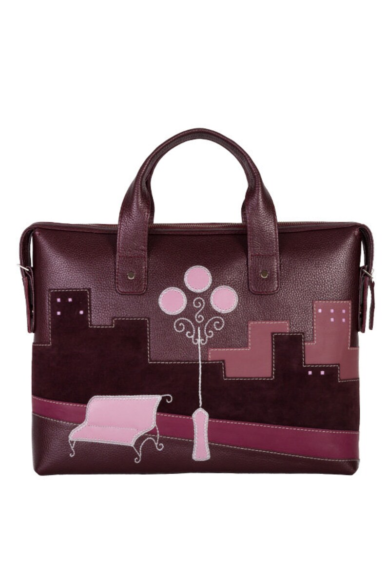 work tote laptop bag computer messenger bag women briefcase diaper purse Dark blue top handle leather handbag with embroidery design