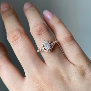 Kassandra Oval Moissanite Engagement Ring Gold Lab Diamond Engagement Ring Whimsical Fantasy Ring Fairytale Ring image 2