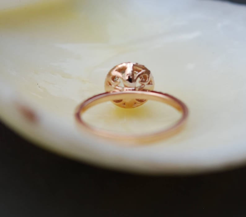 Engagement Ring Promise ring Round Engagement Ring Peach Sapphire Engagement ring rose gold ring by Eidelprecious FREE Shipping image 3