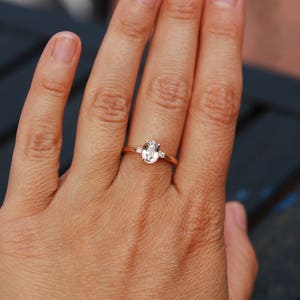 Caramel sapphire engagement ring. Promise ring. Oval engagement ring. 3 stone ring. Rose gold engagement ring.Gemstone ring by Eidelprecious image 6