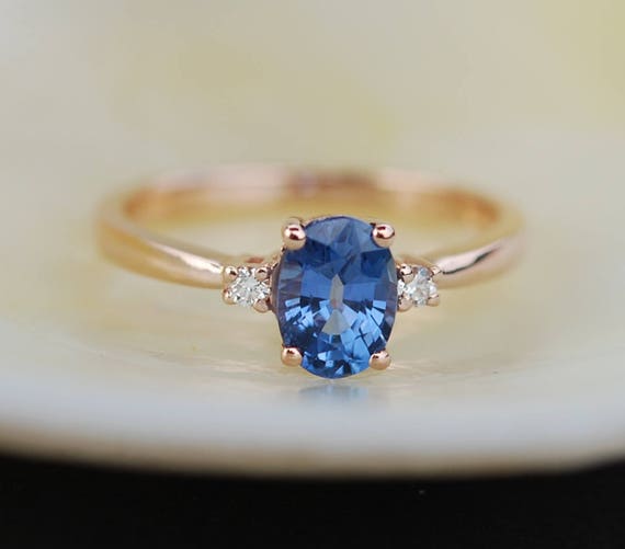 Blue Sapphire Engagement Ring. Promise Ring. Oval Engagement - Etsy